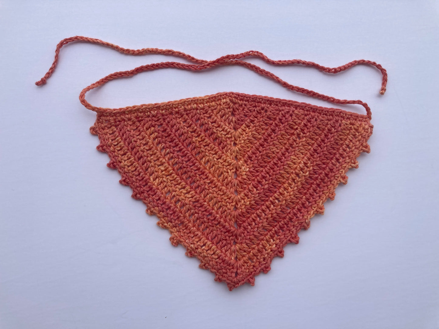 Crochet Cotton Bandana - Orangey