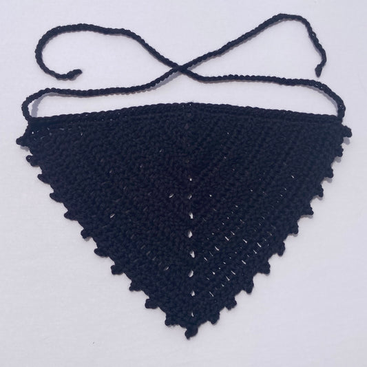 Crochet Cotton Bandana - Black