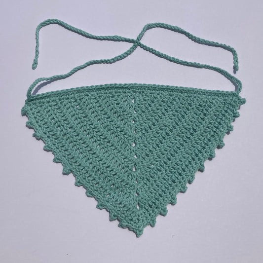 Crochet Cotton Bandana - Light Green