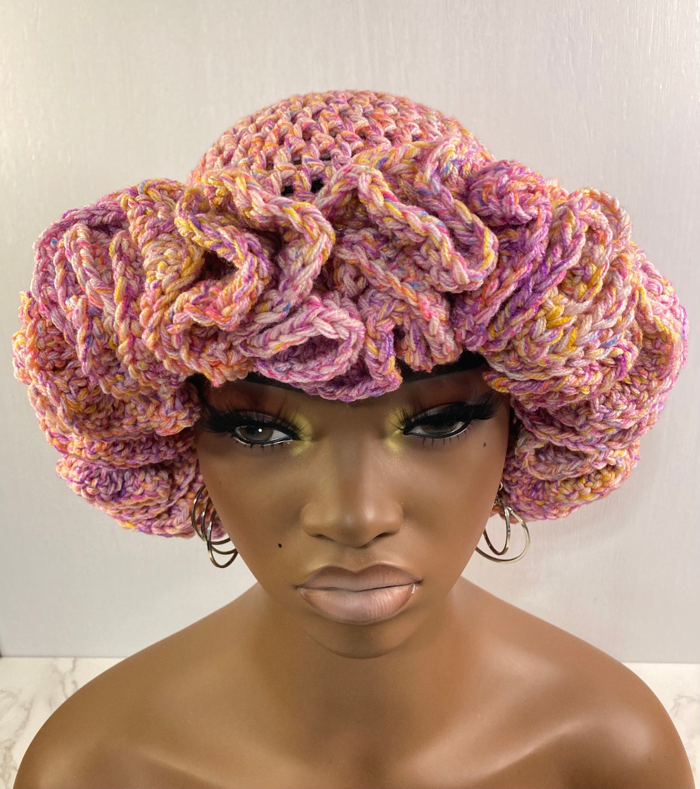 Ruffle Brim Crochet Hat - Jelly Beans