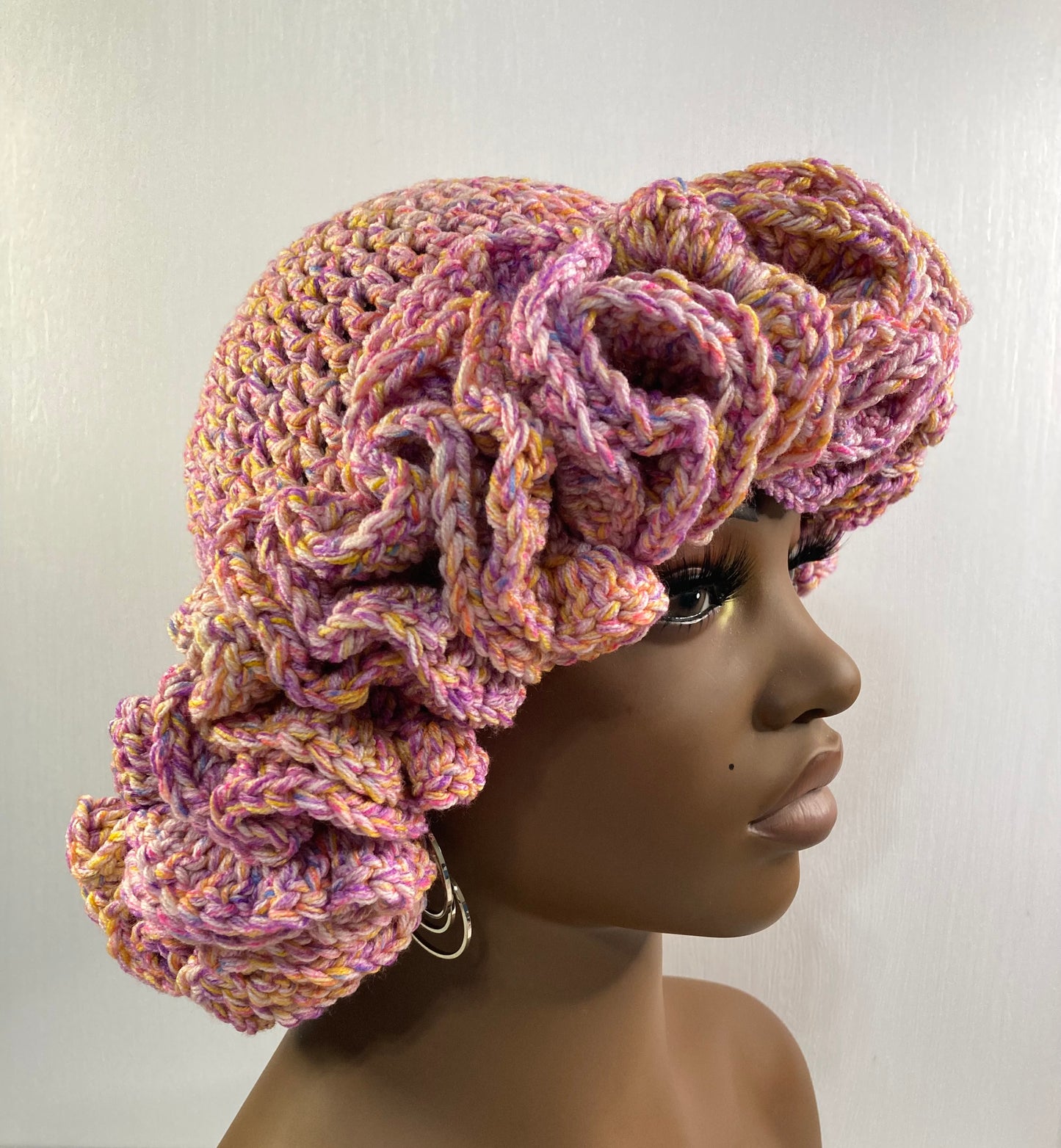 Ruffle Brim Crochet Hat - Jelly Beans