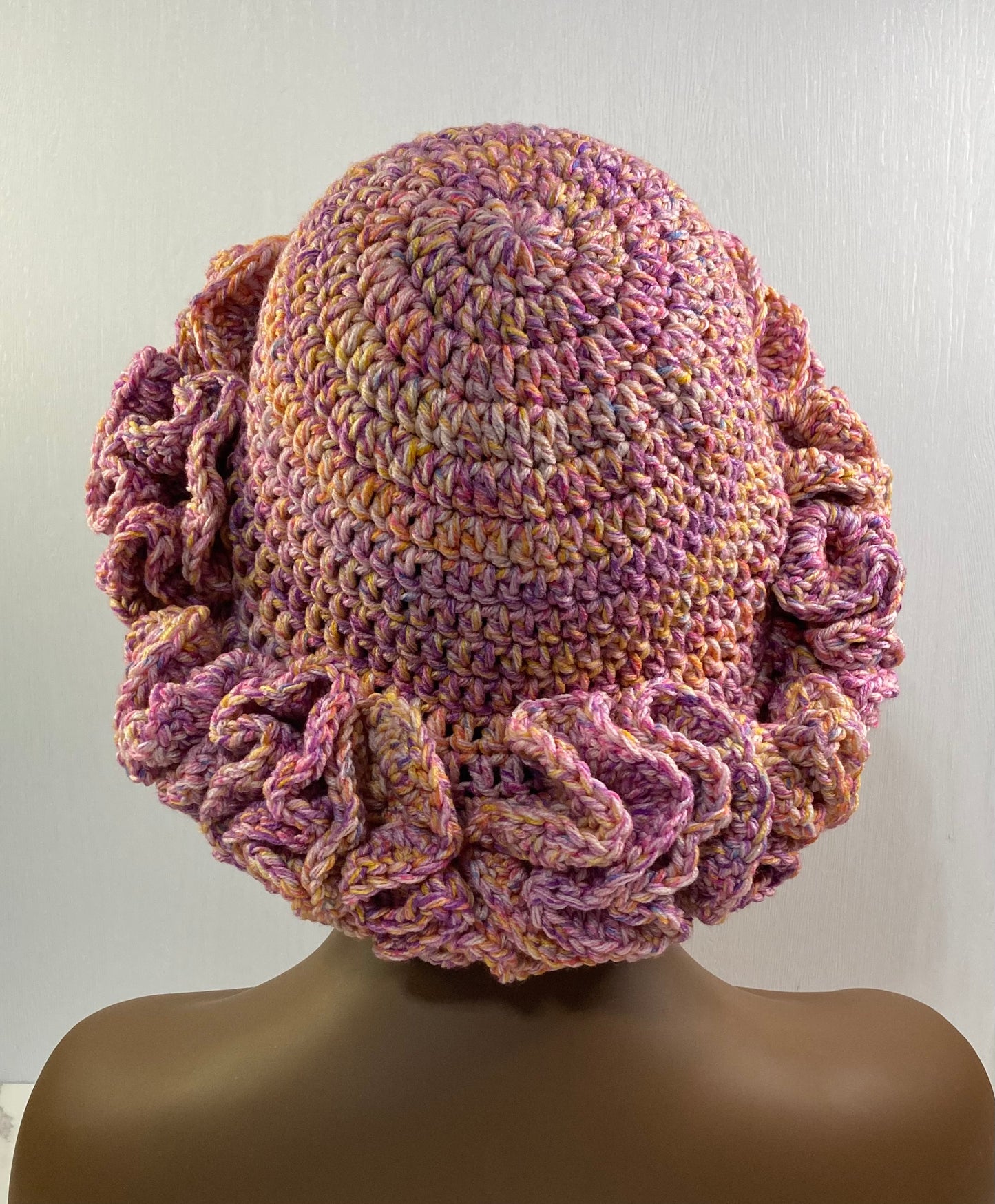 Ruffle Brim Crochet Hat - Jelly Beans