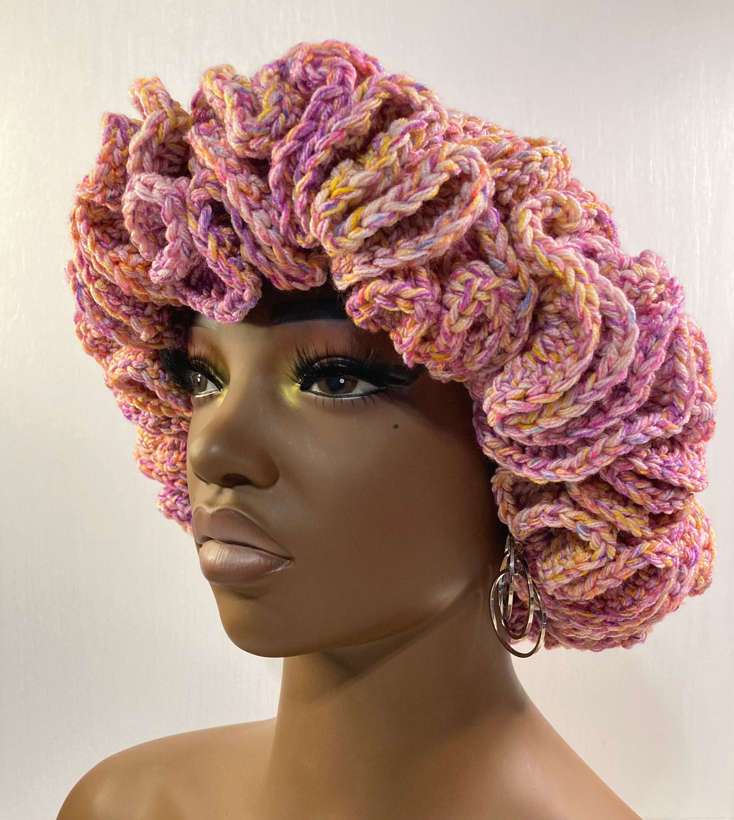 Ruffle Brim Crochet Hat - Jelly Beans