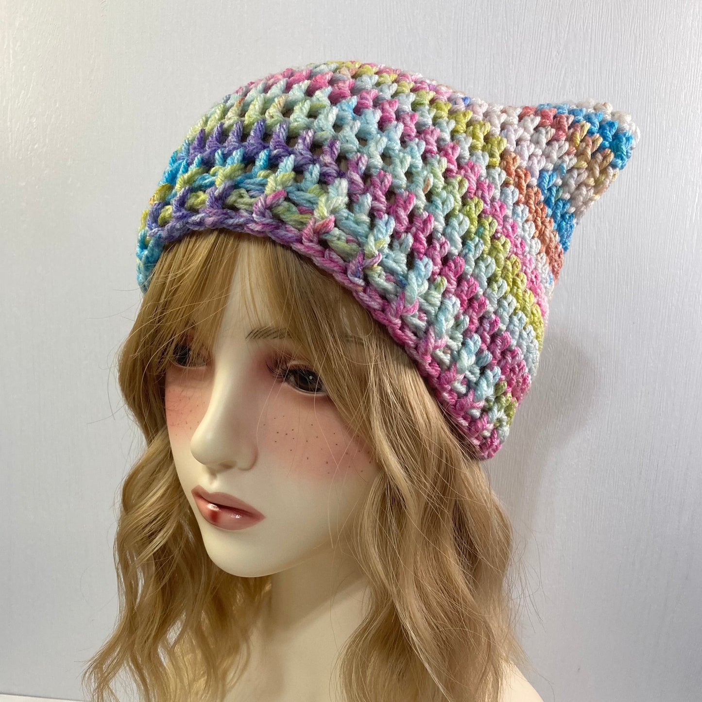 Crochet Cat Ear Beanie - Multicolor